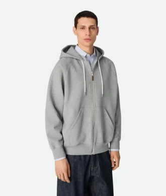 Baumwoll-Fleece-Hoodie mit Reißverschluss