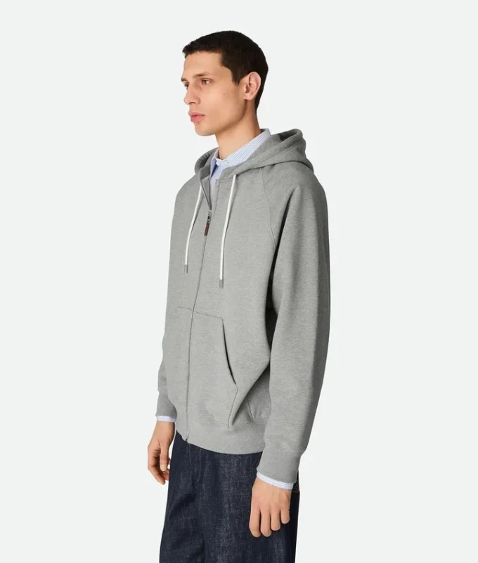 Baumwoll-Fleece-Hoodie mit Reißverschluss Baumwoll-Fleece-Hoodie mit Reißverschluss