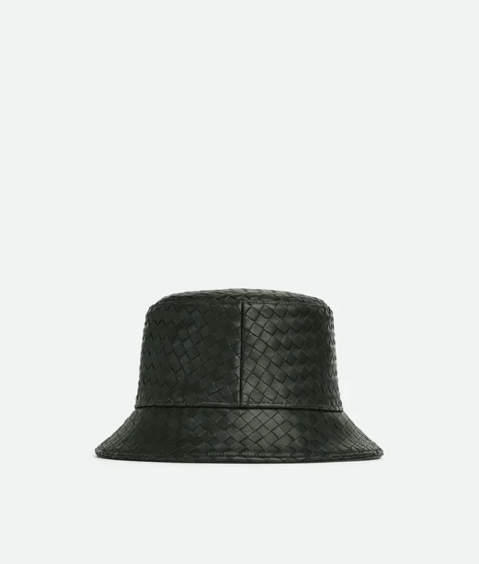 Bucket-Hut aus Intrecciato-Leder