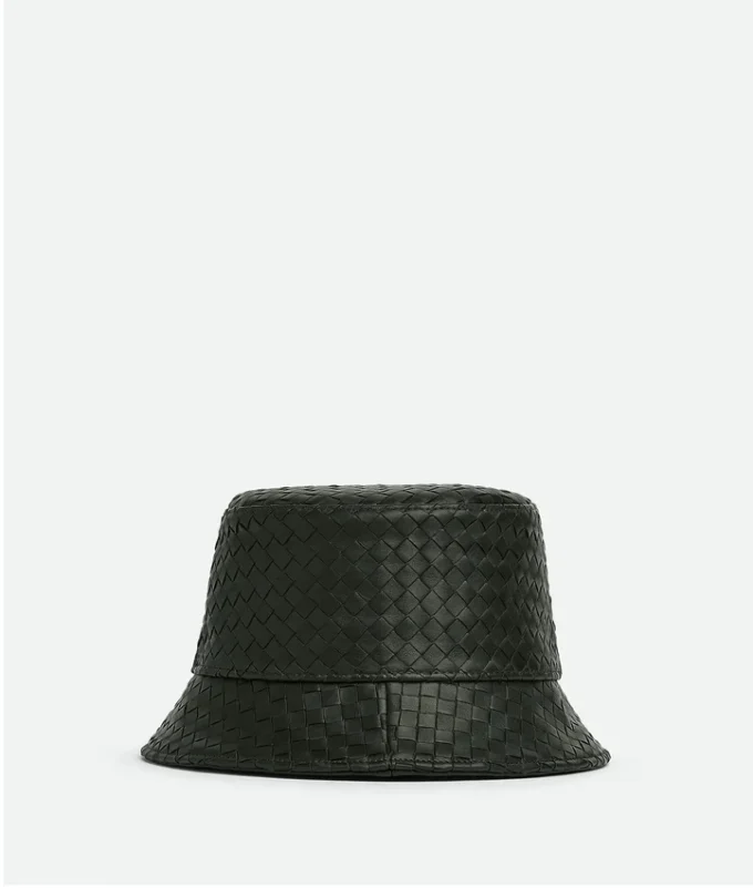 Bucket-Hut aus Intrecciato-Leder
