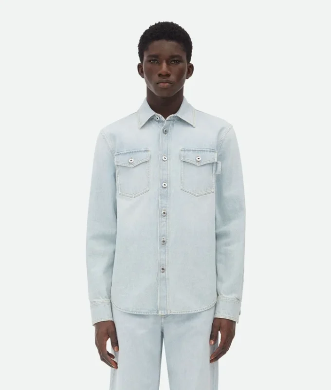 Extra gebleichtes Denim-Overshirt Extra gebleichtes Denim-Overshirt