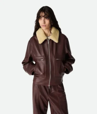 Gepolsterte Lederblouson