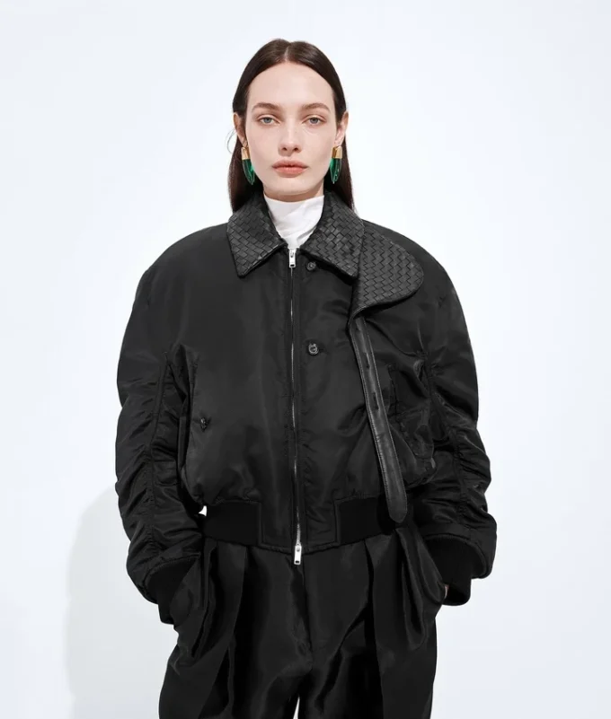 Gepolsterte Nylon-Bomberjacke