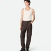 Gerade Hose aus Intrecciato-Leder und Wildleder Gerade Hose aus Intrecciato-Leder und Wildleder