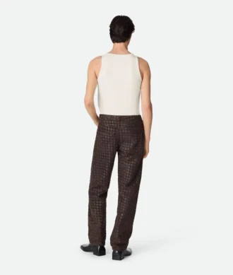 Gerade Hose aus Intrecciato-Leder und Wildleder