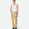 Gerade Hose aus laminiertem Intrecciato-Leder Gerade Hose aus laminiertem Intrecciato-Leder