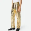Gerade Hose aus laminiertem Intrecciato-Leder Gerade Hose aus laminiertem Intrecciato-Leder