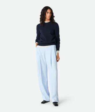 Gerade Hose aus Viskose- und Seidentwill