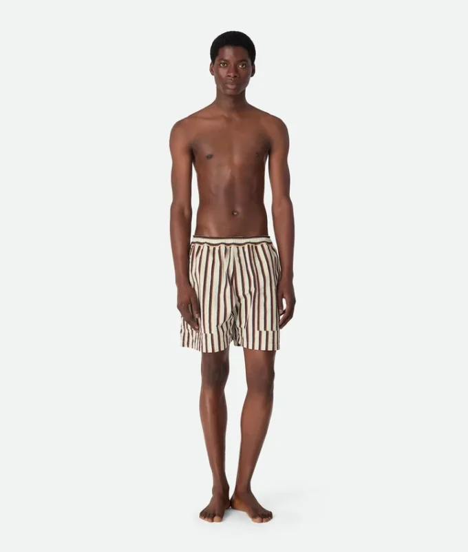 Gestreifte Nylon-Badeshorts