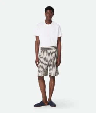 Gestreifte Shorts aus Baumwolle und Leinen
