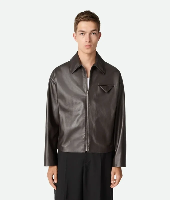 Glänzende Lederblouson Glänzende Lederblouson
