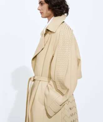 Halbglänzender Leder-Trenchcoat