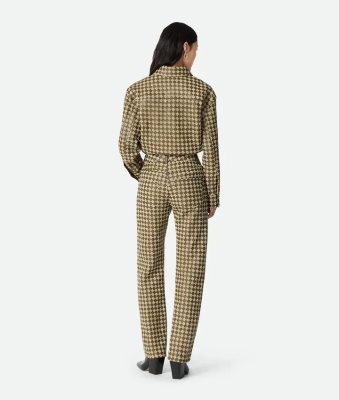 Hose aus Intrecciato-Leder und Wildleder
