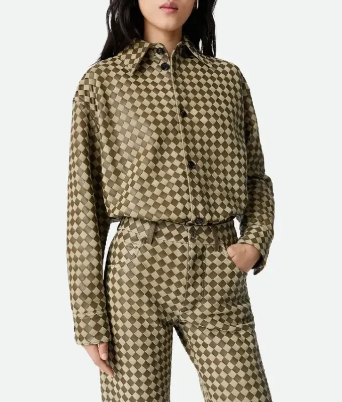 Hose aus Intrecciato-Leder und Wildleder