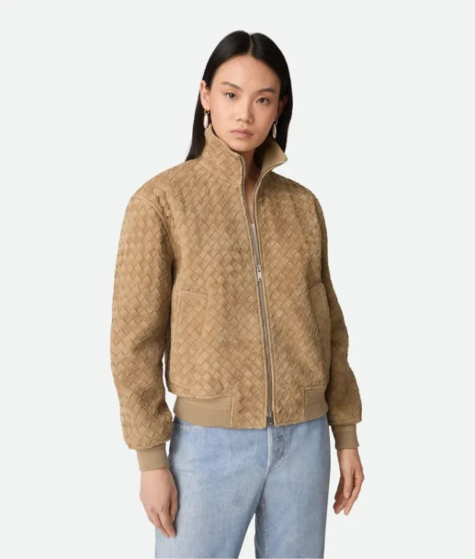 Intrecciato-Blouson aus Wildleder Intrecciato-Blouson aus Wildleder