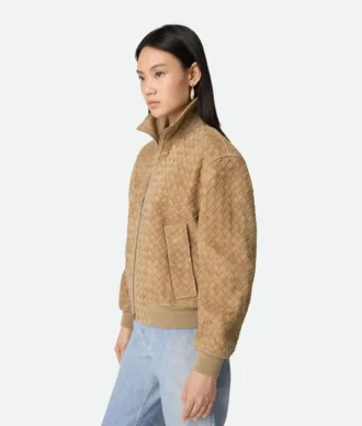 Intrecciato-Blouson aus Wildleder
