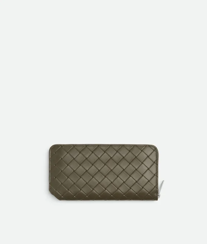 Intrecciato-Brieftasche mit Reißverschluss