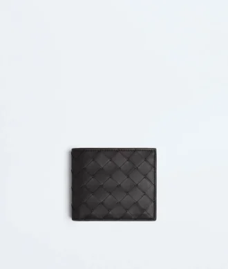 Intrecciato-Brieftasche mit zwei Fächern und Münzfach