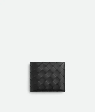 Intrecciato-Brieftasche mit zwei Fächern und Münzfach