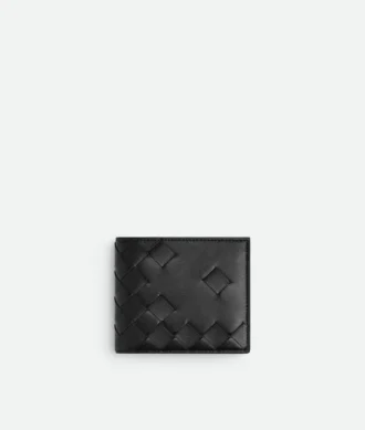 Intrecciato-Brieftasche mit zwei Fächern und Münzfach