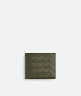 Intrecciato-Brieftasche mit zwei Fächern und Münzfach