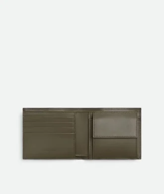 Intrecciato-Brieftasche mit zwei Fächern und Münzfach