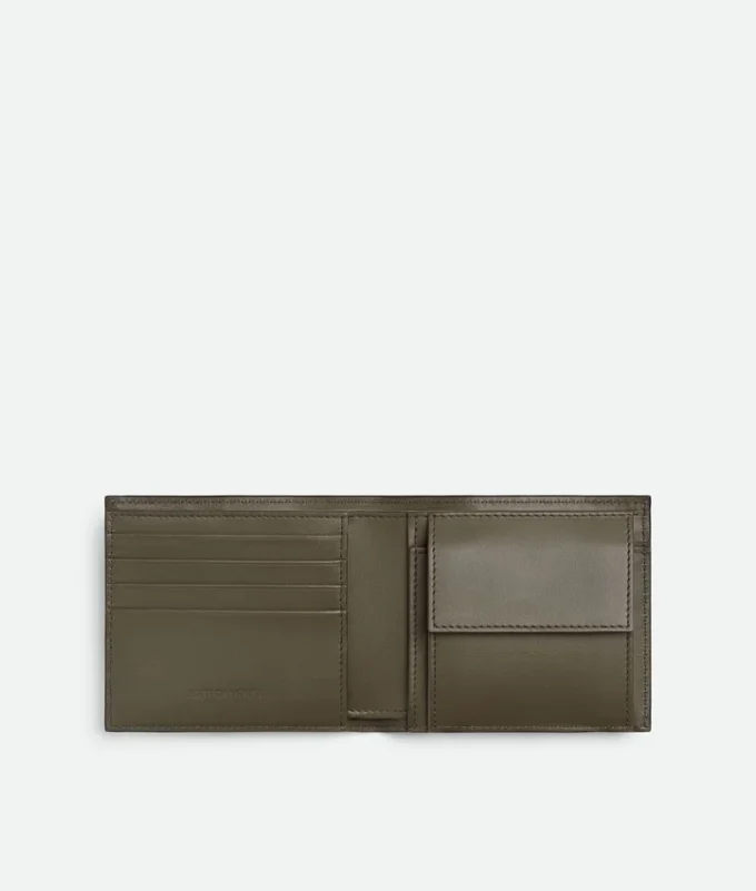 Intrecciato-Brieftasche mit zwei Fächern und Münzfach Intrecciato-Brieftasche mit zwei Fächern und Münzfach