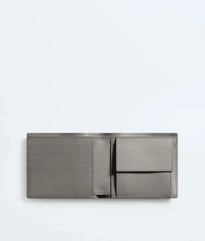 Intrecciato-Brieftasche mit zwei Fächern und Münzfach Intrecciato-Brieftasche mit zwei Fächern und Münzfach