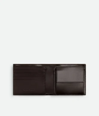 Intrecciato-Brieftasche mit zwei Fächern und Münzfach