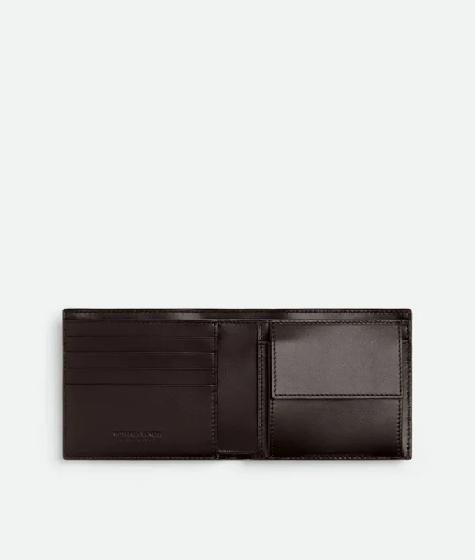 Intrecciato-Brieftasche mit zwei Fächern und Münzfach Intrecciato-Brieftasche mit zwei Fächern und Münzfach