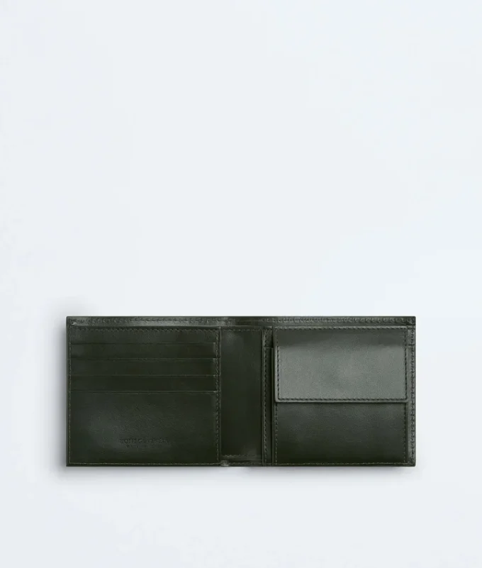 Intrecciato-Brieftasche mit zwei Fächern und Münzfach Intrecciato-Brieftasche mit zwei Fächern und Münzfach