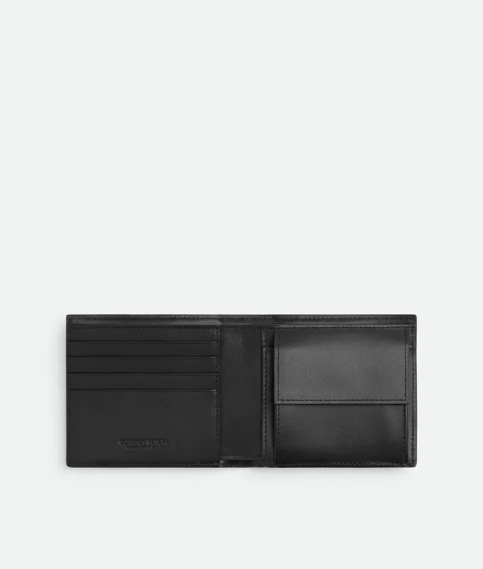 Intrecciato-Brieftasche mit zwei Fächern und Münzfach Intrecciato-Brieftasche mit zwei Fächern und Münzfach