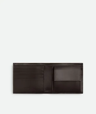 Intrecciato-Brieftasche mit zwei Fächern und Münzfach