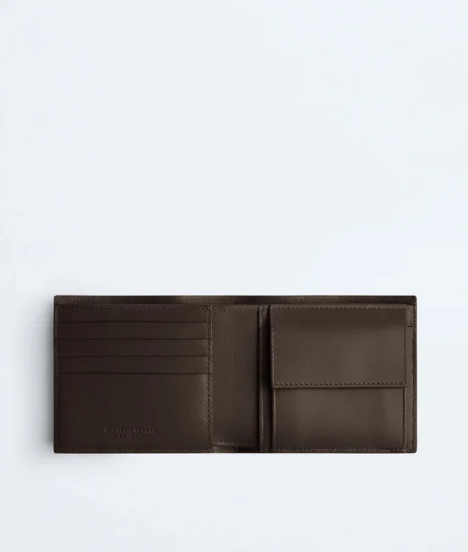 Intrecciato-Brieftasche mit zwei Fächern und Münzfach Intrecciato-Brieftasche mit zwei Fächern und Münzfach