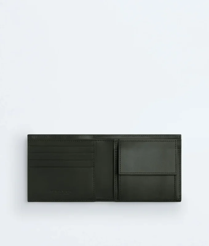 Intrecciato-Brieftasche mit zwei Fächern und Münzfach Intrecciato-Brieftasche mit zwei Fächern und Münzfach