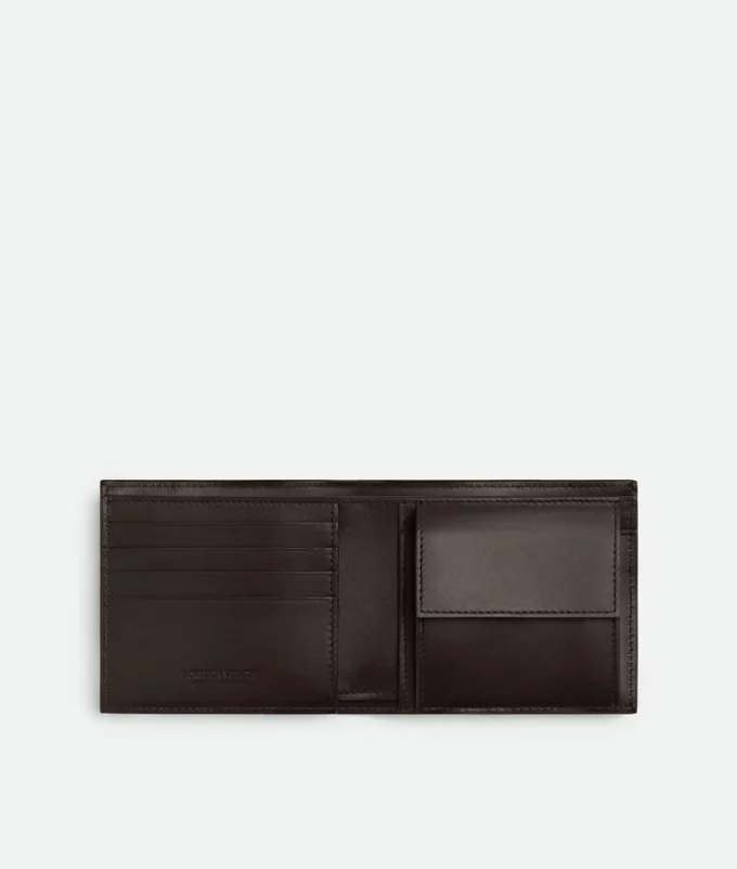 Intrecciato-Brieftasche mit zwei Fächern und Münzfach Intrecciato-Brieftasche mit zwei Fächern und Münzfach