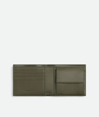 Intrecciato-Brieftasche mit zwei Fächern und Münzfach