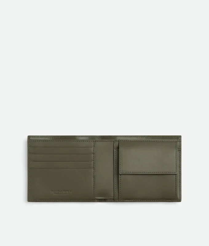 Intrecciato-Brieftasche mit zwei Fächern und Münzfach Intrecciato-Brieftasche mit zwei Fächern und Münzfach
