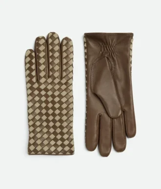 Intrecciato-Handschuhe aus Leder und Wildleder
