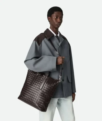 Intrecciato North-South-Tasche mit Reißverschluss