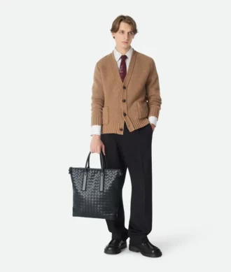 Intrecciato North-South-Tasche mit Reißverschluss