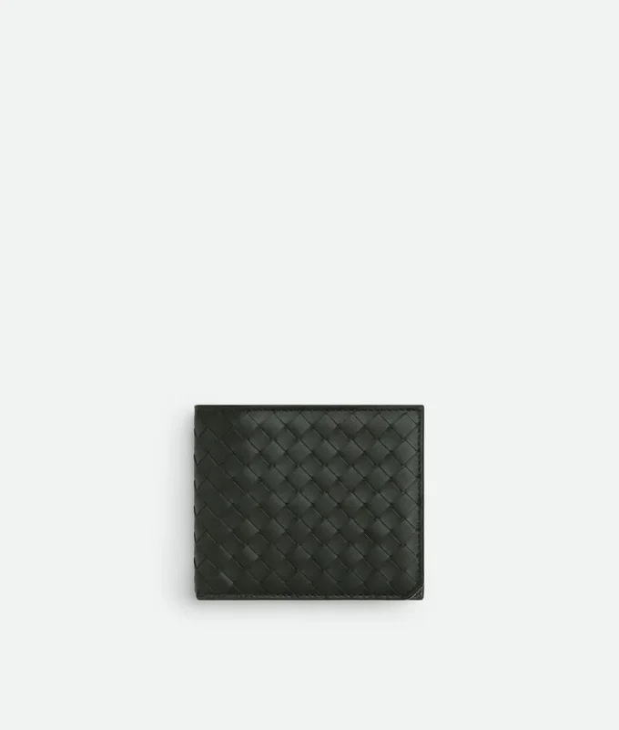 Intrecciato Piccolo Brieftasche mit zwei Fächern und Münzfach