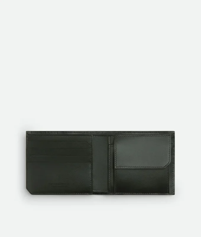 Intrecciato Piccolo Brieftasche mit zwei Fächern und Münzfach
