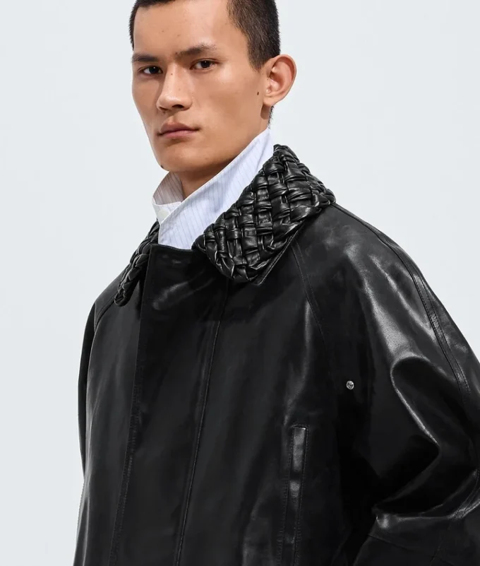Jacke aus geknittertem Leder Jacke aus geknittertem Leder