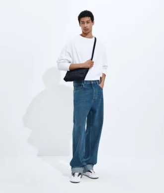 Jeans in mittlerem Indigo mit Umschlag