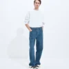 Jeans mit weitem Bein in mittlerem Indigo Jeans mit weitem Bein in mittlerem Indigo