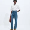 Jeans mit weitem Bein in mittlerem Indigo Jeans mit weitem Bein in mittlerem Indigo