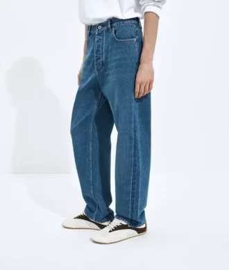 Jeans mit weitem Bein in mittlerem Indigo