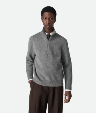 Kompakter Kaschmir-Pullover mit Reißverschluss