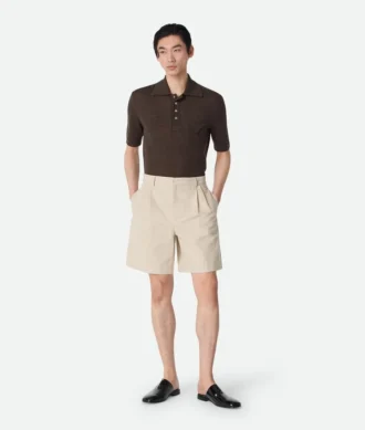 Shorts aus Baumwoll- und Leinen-Twill